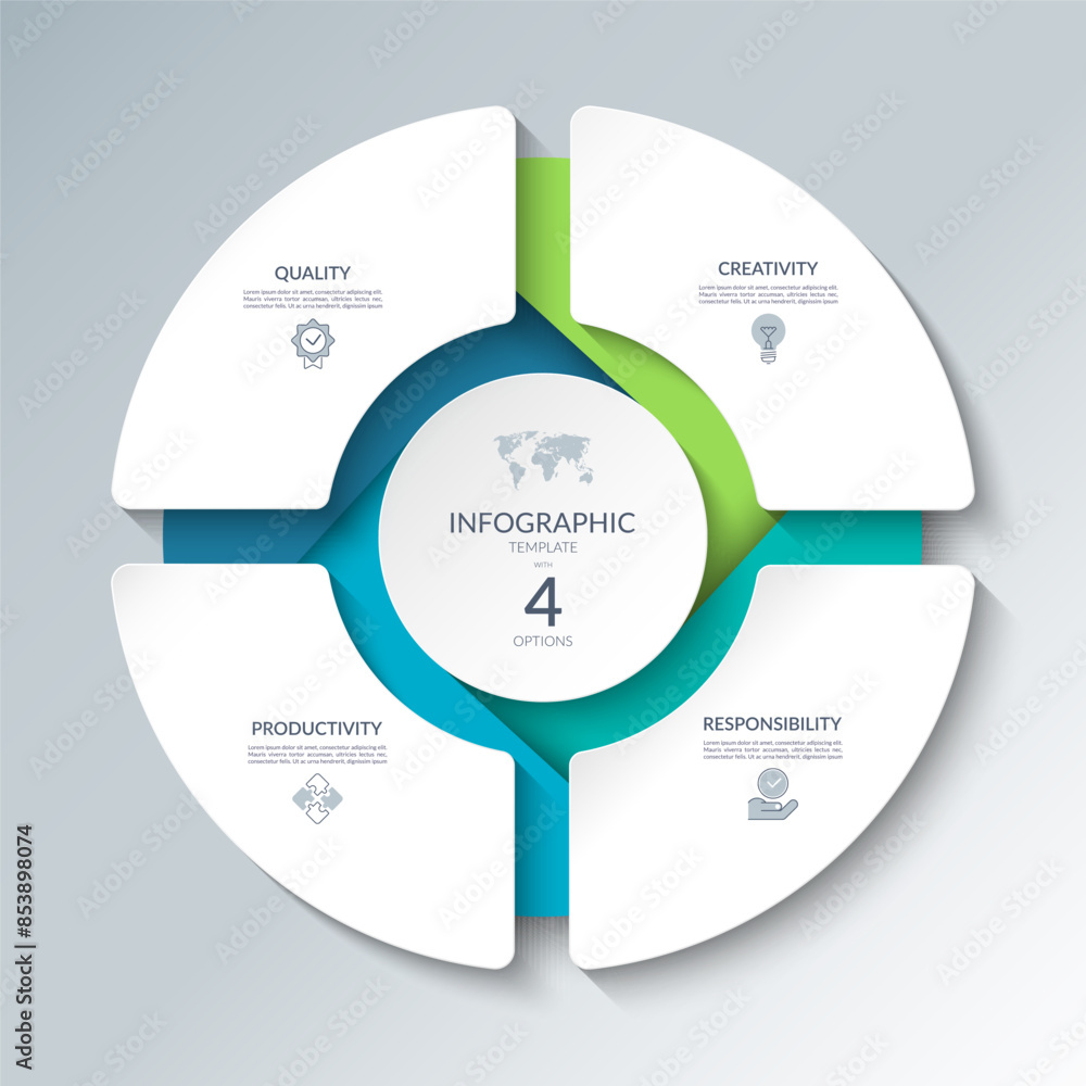 Canvas Prints infographic circular diagram with 4 options. round chart that can be used for business analytics, da