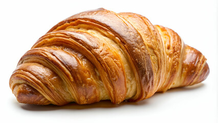 One croissant closeup on white background