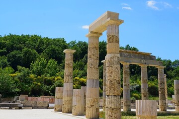 View of the Palace of Aigai (Aegae) in Macedonia, Greece
