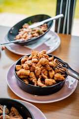 Healthy luxury snack catering on a party. Fine dish in restaurant.