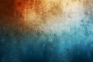Brown, orange, and blue colors abstract gradient background with a grainy texture. Blurred and dark, ideal for banners, designs, and presentations with copy space for text.