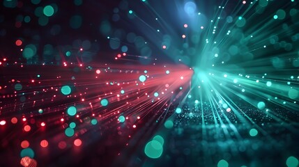 Obraz premium Dazzling Cosmic Energy Burst of Vibrant Lights and Particles in Futuristic Digital Space