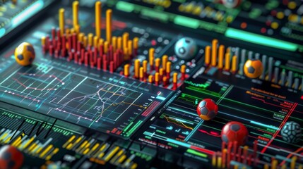 A sports statistics chart showing player performance metrics using bar graphs and achievement benchmarks.