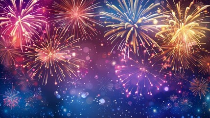 Fototapeta premium Spectacular Fireworks Display Generative AI