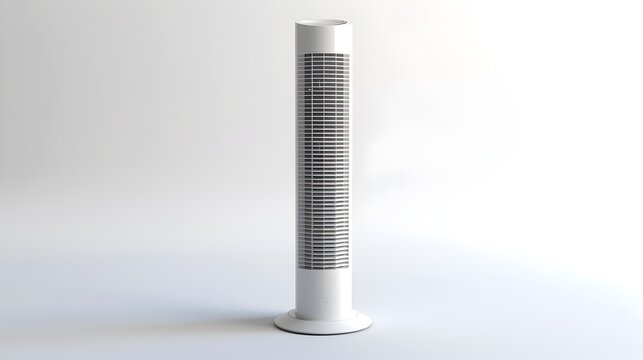 Sleek and Elegant White Tower Fan with Air Conditioning Function