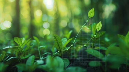 A sustainability report displaying environmental impact metrics using bar graphs and reduction goals.