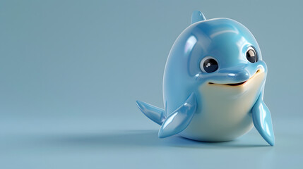 A dolphin 3D cartoon character leaps joyfully out of the water,its sleek body and playful eyes full of life.The detailed textures and smooth animations make the dolphin appear almost real,yet adorably