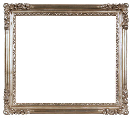 Silver picture frame on a transparent background, in PNG format.
