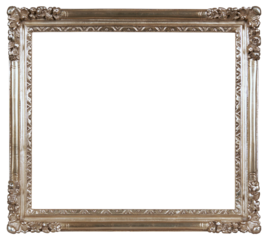 Silver picture frame on a transparent background, in PNG format.