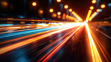 Obraz premium traffic in night High-Speed Motion Light Trails on Night Highway - Futuristic and Dynamic Abstract Photography