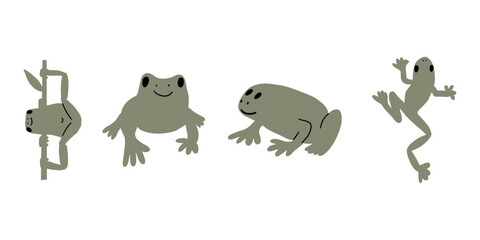Kawaii frog character. Cute reptile animal. Vector element