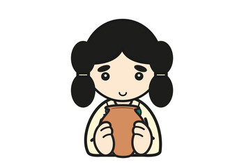 土器を持つ弥生人男性