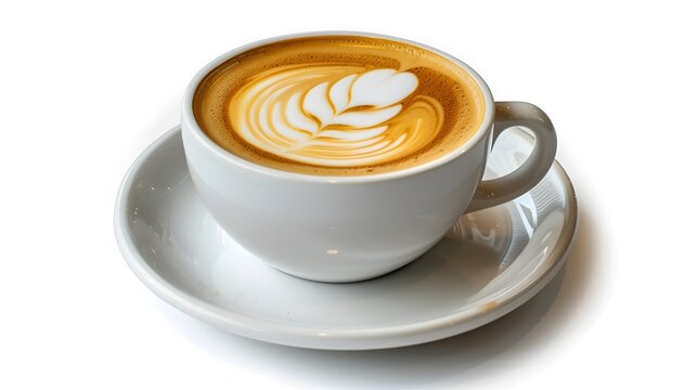 Creamy Flat White Served in Minimalist Ceramic Cup on White Background