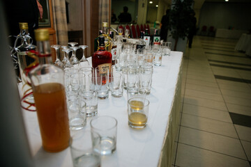 Glasses and drinks on the table