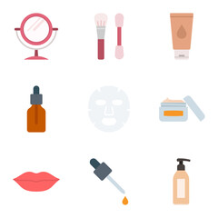 Make-up and cosmetic icon set. Skin care and makeup. Cosmetics and hygiene products.