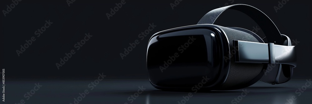 Aufkleber virtual reality, a minimalistic 3d abstract vr interface on a sleek black background, highlighting d
