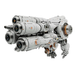 Naklejka premium High-tech futuristic robotic machine with intricate mechanical details. Advanced technology concept for sci-fi and innovation purposes.