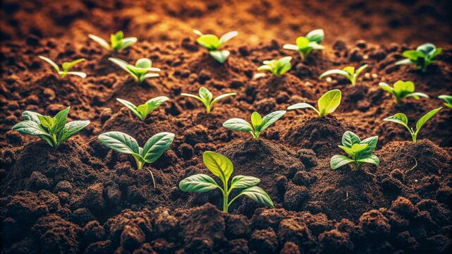 Vintage Style Lush Agricultural Plants Growing in Rich Terra Preta Soil Underground