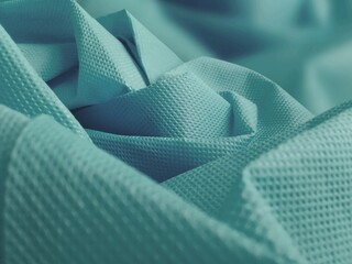 pastel blue non-woven fabric texture. polypropyline fabric detail with wrinkles and roughness....