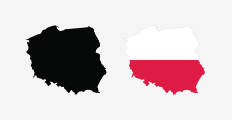 Vector Poland Map. Map of Poland with national Flag.
