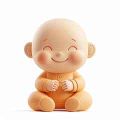 Fototapeta premium Cute Baby Cartoon Clay Illustration, 3D Icon, Isolated on white background