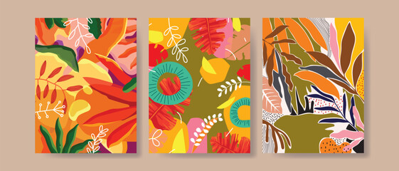 Fototapeta premium Set of beautiful flowers and plants line art hand drawn vector illustration. floral and nature. Aesthetic design for background, banner, card, poster, cover and wall art decoration.