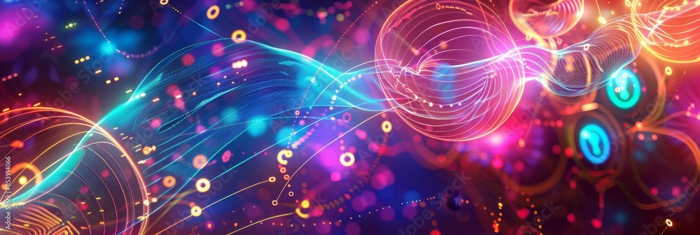 Aufkleber internet of things iot augmented reality, a vibrant abstract background with swirling neon lights an