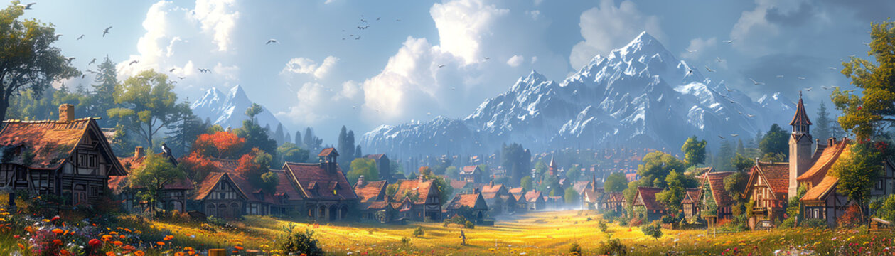 Imp Mischief A small imp causing playful chaos in a medieval village