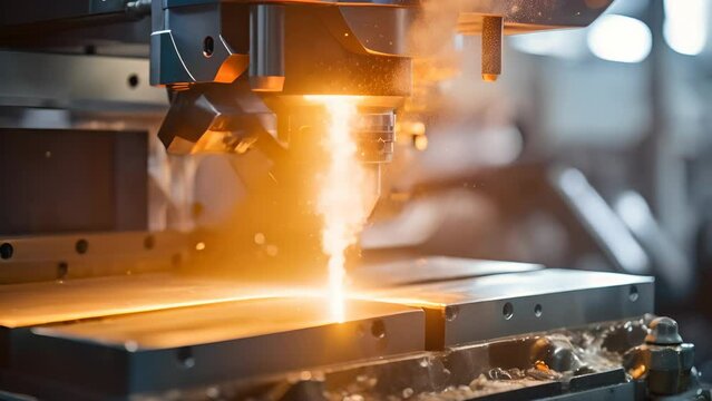 Automated Metal Fabrication: CNC Milling Machine in Use