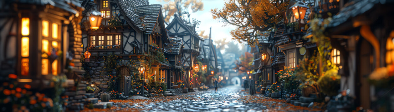 Imp Mischief A small imp causing playful chaos in a medieval village