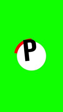 
no parking sign, motion graphic animation of traffic sign warning symbol with green screen vertical background