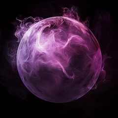 KS A purple sphere of smoke on a black background