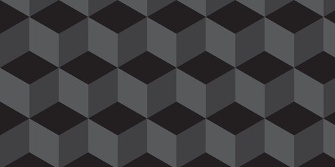 Seamless abstract Black and gray background from cubes and lines. Geometric tiles and mosaic creative stylish seamless pattern block cube background. minimal hexagon Cubes mosaic shape vector design.