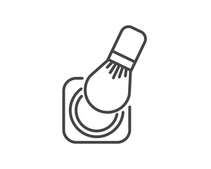 Makeup and cosmetics. Linear vector graphic icons of beauty in the form of powder with brush.