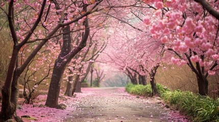 Naklejka premium Pink Blossom Tunnel, Springtime