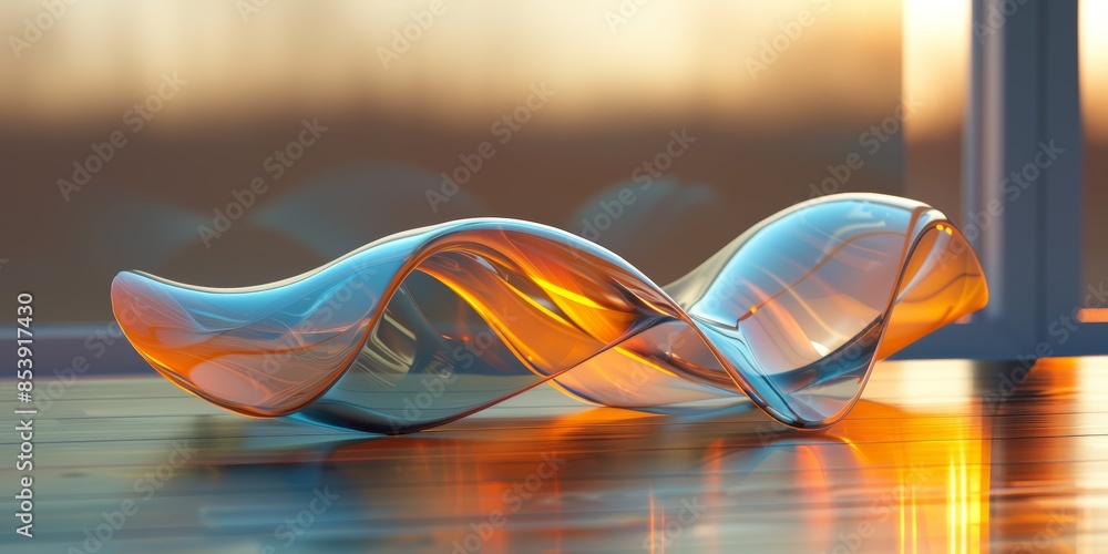 Poster modern translucent 3d shape to be used as background on a landing page, realistic, 3d render