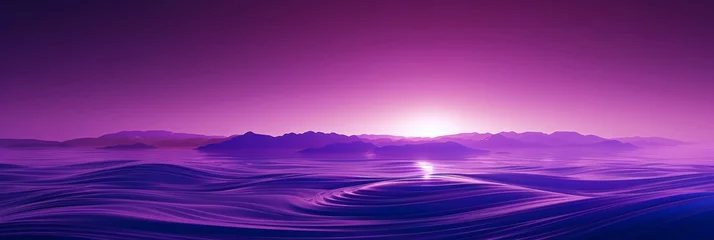 Fototapete Virtual Reality, a minimalistic 3D abstract landscape on a vibrant purple background, representing virtual environments © Bilas AI