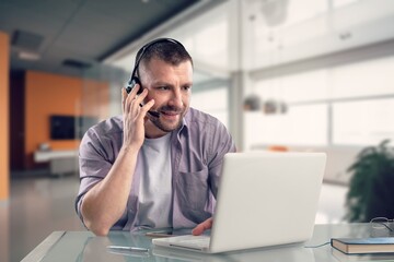 Fototapeta premium Business man work in call center support