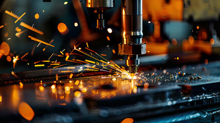 Lifelike image: Metalworking cutting process by milling cutter authentic industrial scene colors clear focus.