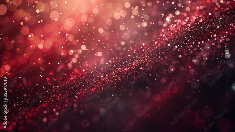 Poster abstract red glitter background with bokeh