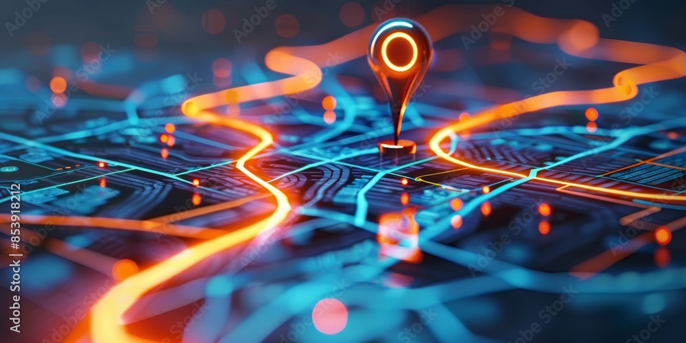 Aufkleber digital map displaying a location with two pins set, representing ai technology in gps, innovation i