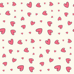 Seamless pattern with red hearts
