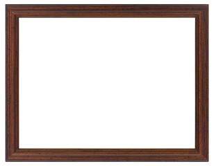 A narrow wooden picture frame in a classic design on a transparent background, in PNG format.
