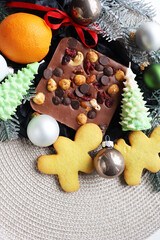 gift concept. set of handmade christmas candles made from natural soy wax