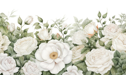 Fototapeta premium PNG White roses garden backgrounds pattern flower