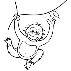 Vector illustration of Wild animals cartoons - Coloring book. Happy animal coloring pages