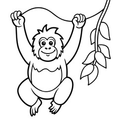 Vector illustration of Wild animals cartoons - Coloring book. Happy animal coloring pages
