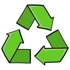 Recycle Sign Icon Drawing Vector Illustration Symbol