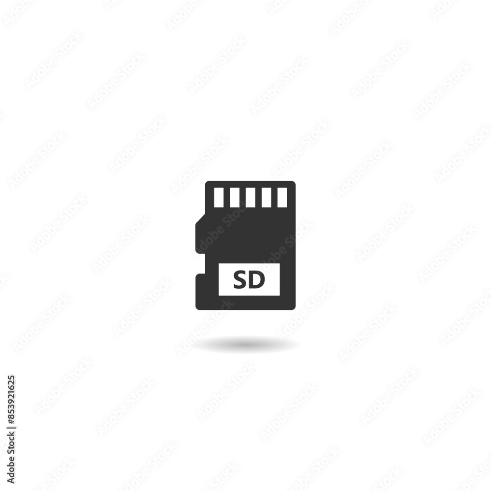 Poster sd memory card flat icon with shadow