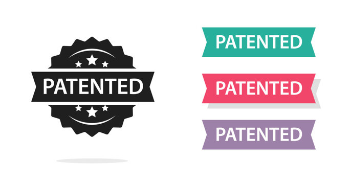 Patent icon stamp seal black white pictogram simple vector graphic illustration set image clipart image clip art green red purple